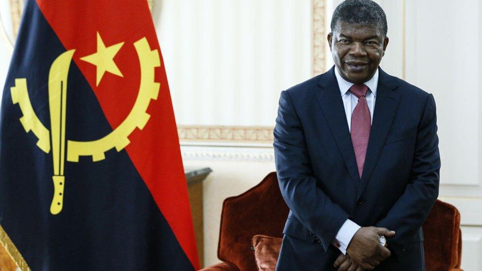 Angola's President Joao Lourenco during a meeting with the minister o foreign affairs of Russia at the Presidential Palace.