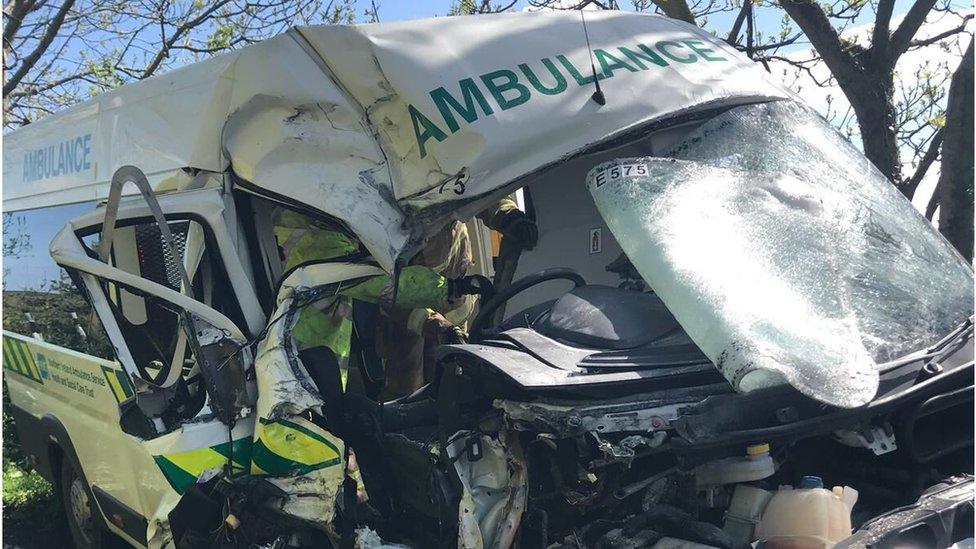 Crashed ambulance