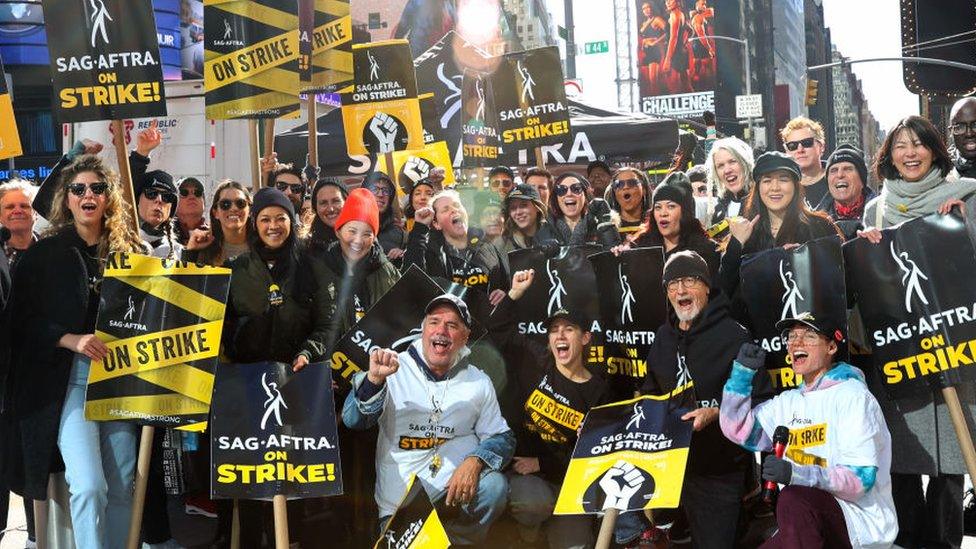 SAG members on strike in New York