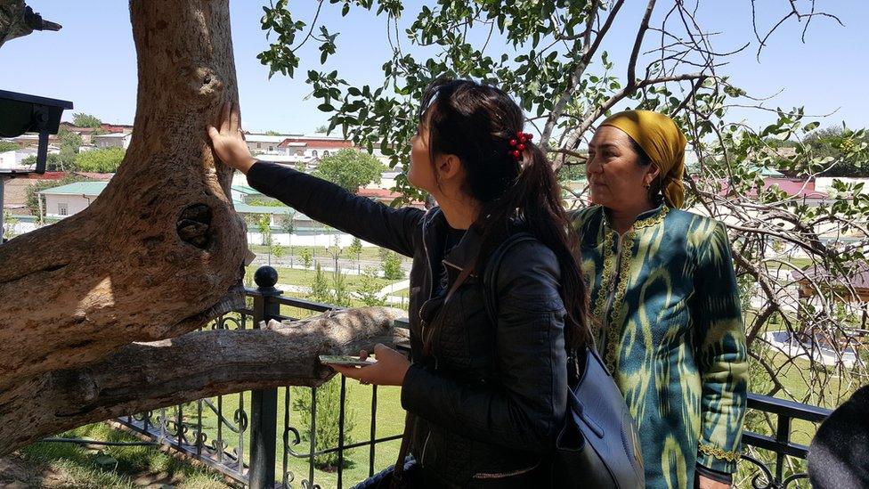 The pilgrimage ends with every visitor touching the centuries old pistachio tree outside and making a wish