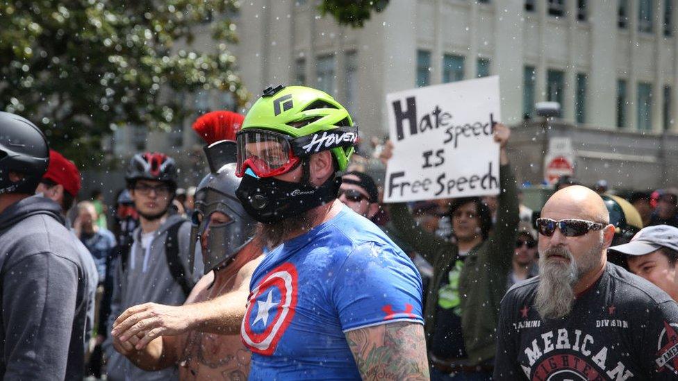 Pro-Trump protesters earlier in April