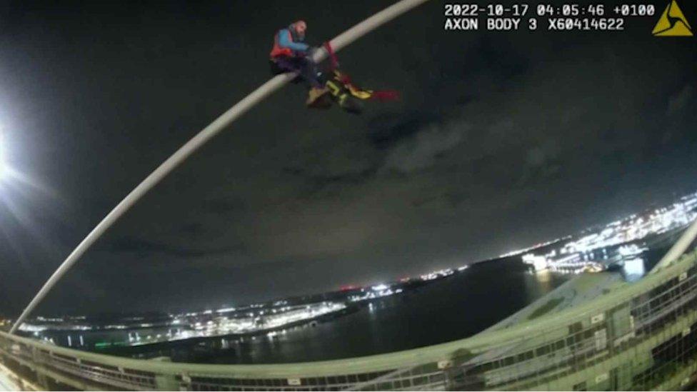 Just Stop Oil protester Morgan Trowland on the Dartford Crossing bridge