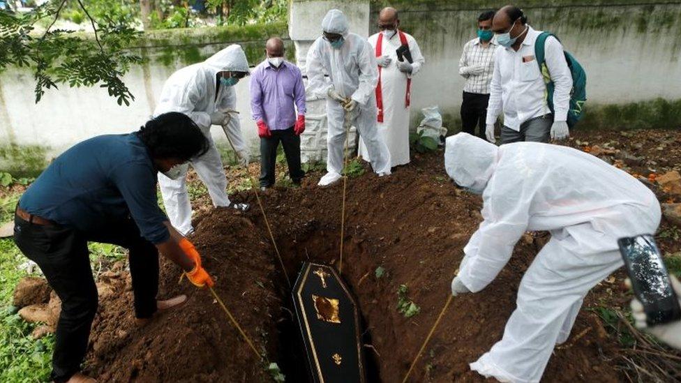 Coffin of a Covid victim in Mumbai, June 2020