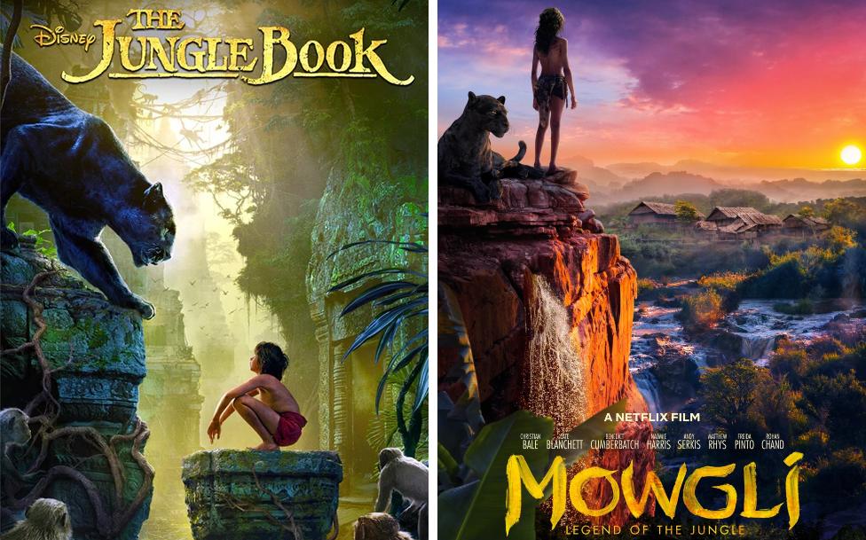 Film posters for The Jungle Book and Mowgli