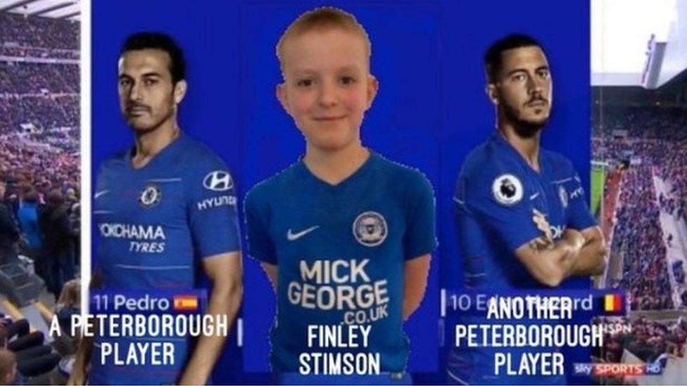 Finley Stimson pictured with professional footballers