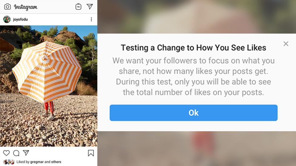 An example of an Instagram 'like' test notification