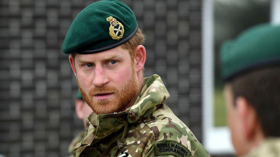 The Duke of Sussex during a visit to 42 Commando Royal Marines at their base in Bickleigh.