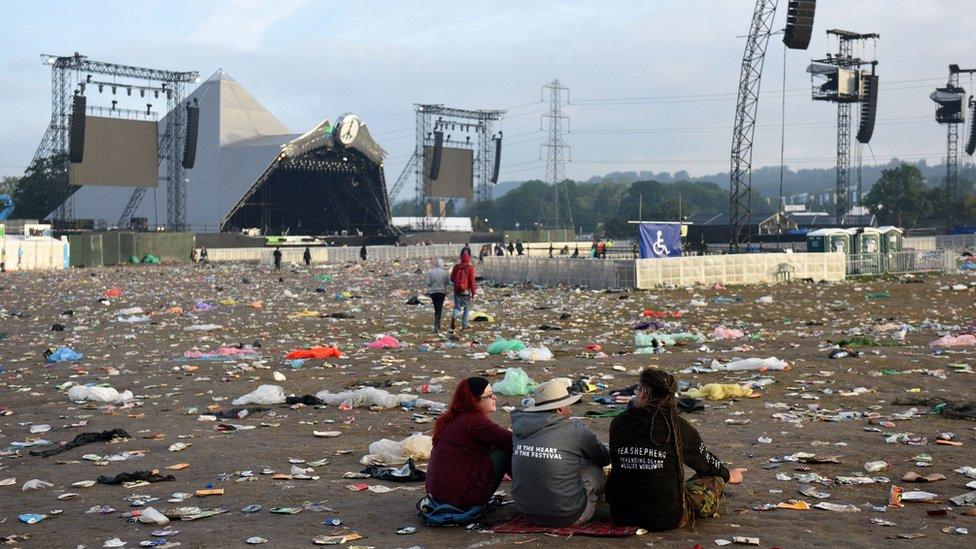 An nearly empty Glastonbury field