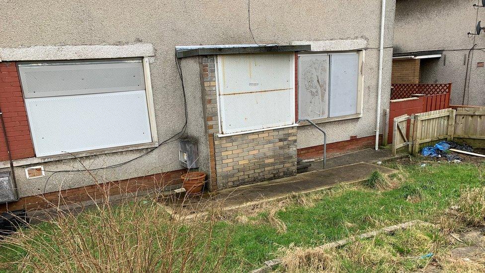 The ground-floor flat where the prosecution say Logan was murdered