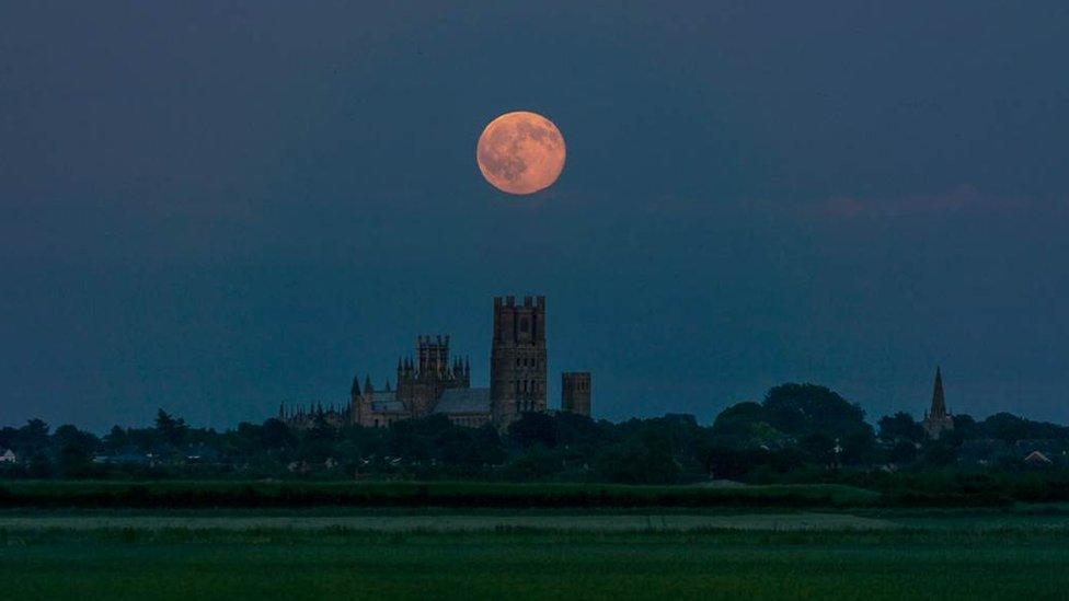 Ely Cathedral under a blood moon