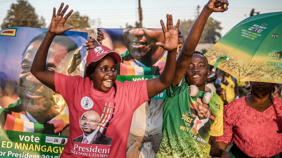 Rival party supporters in Harare, Zimbabwe