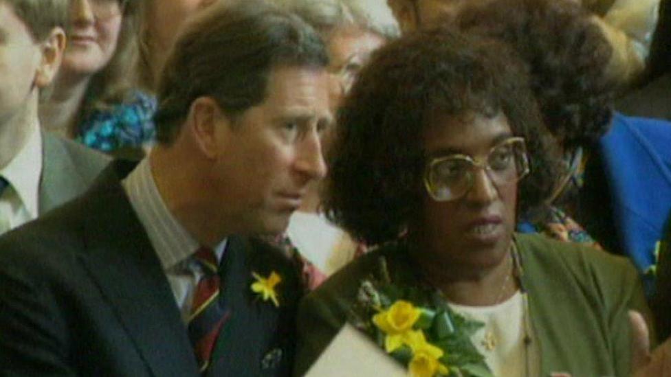 Betty Campbell during a royal visit to her school