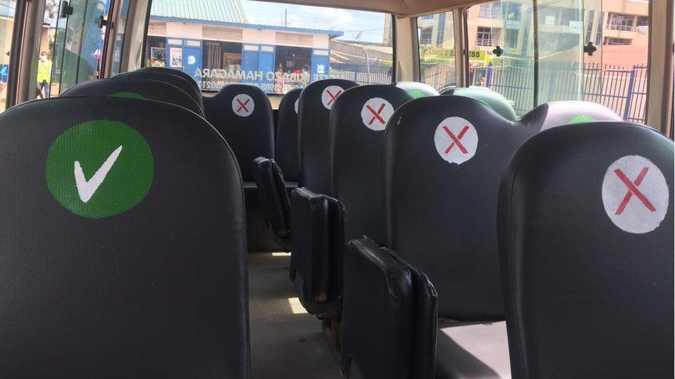 Interior of a bus