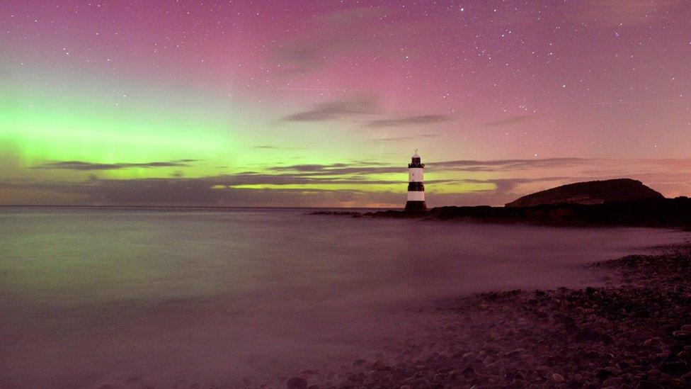 The Northern Lights above Penmon Point on Anglesey