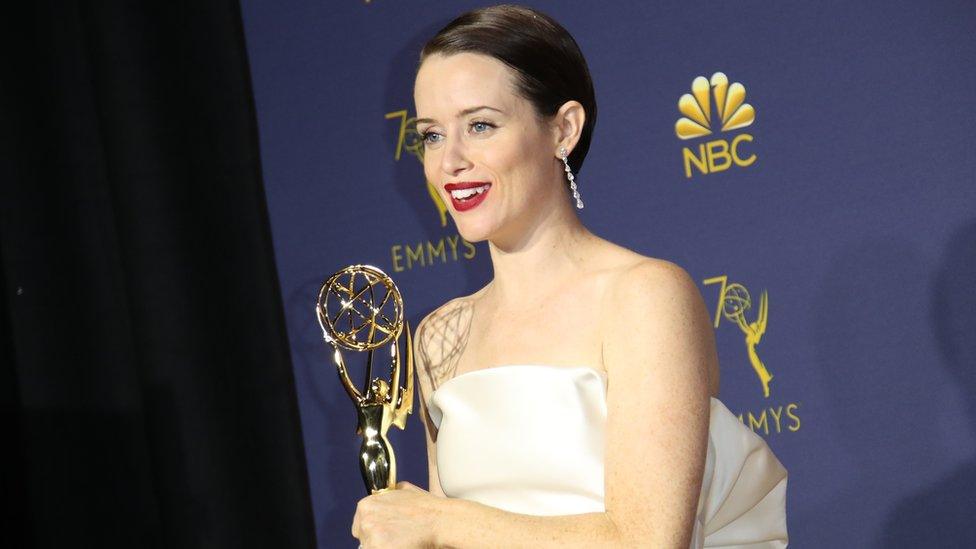 Claire Foy with her Emmy Award