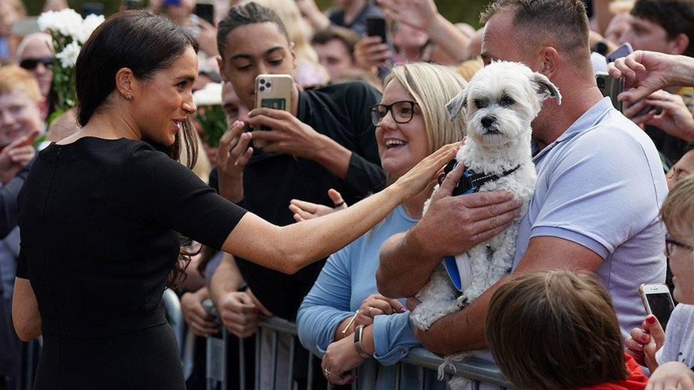 The Duchess of Sussex meeting members of the public at Windsor Castle