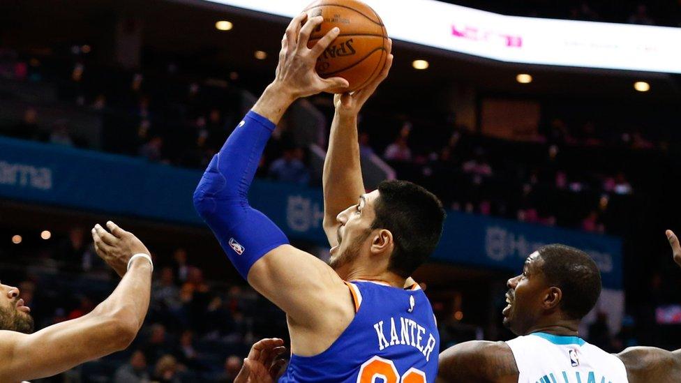 New York Knicks center Enes Kanter at Spectrum Center in Charlotte, North Carolina, USA on 26 March 2018