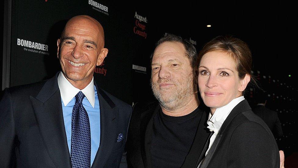 Thomas Barrack with producer Harvey Weinstein and actor Julia Roberts in 2013