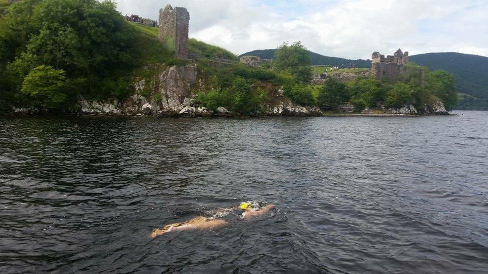 Helen Beveridge swimming in Loch Ness