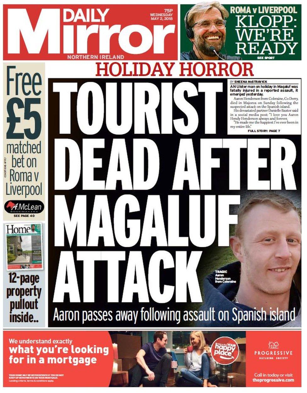 Daily Mirror front page Tuesday 2 May