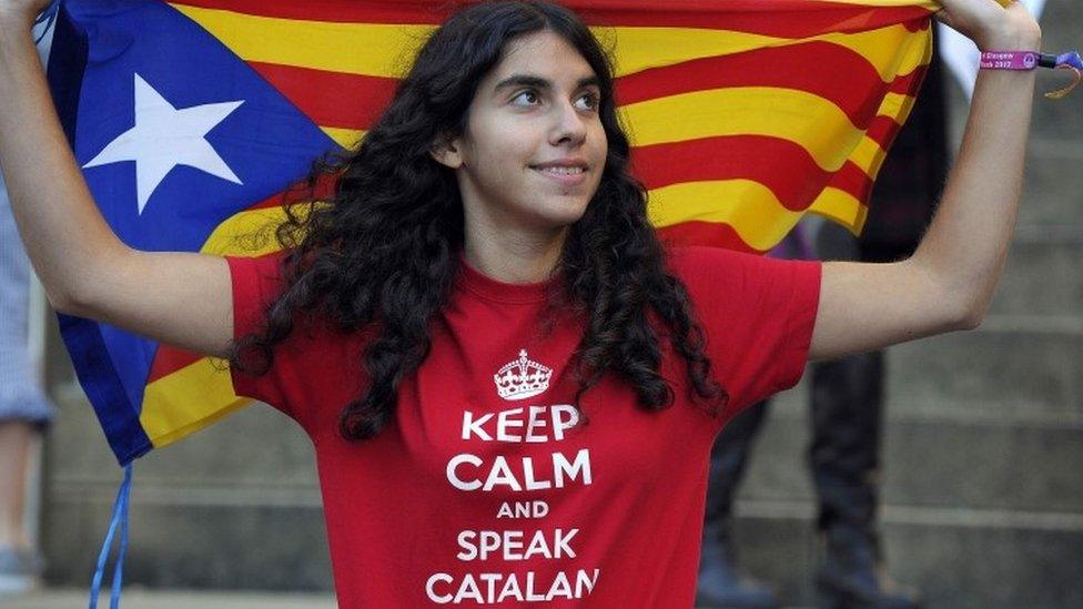 Pro-independence Catalan demonstrator, 21 September