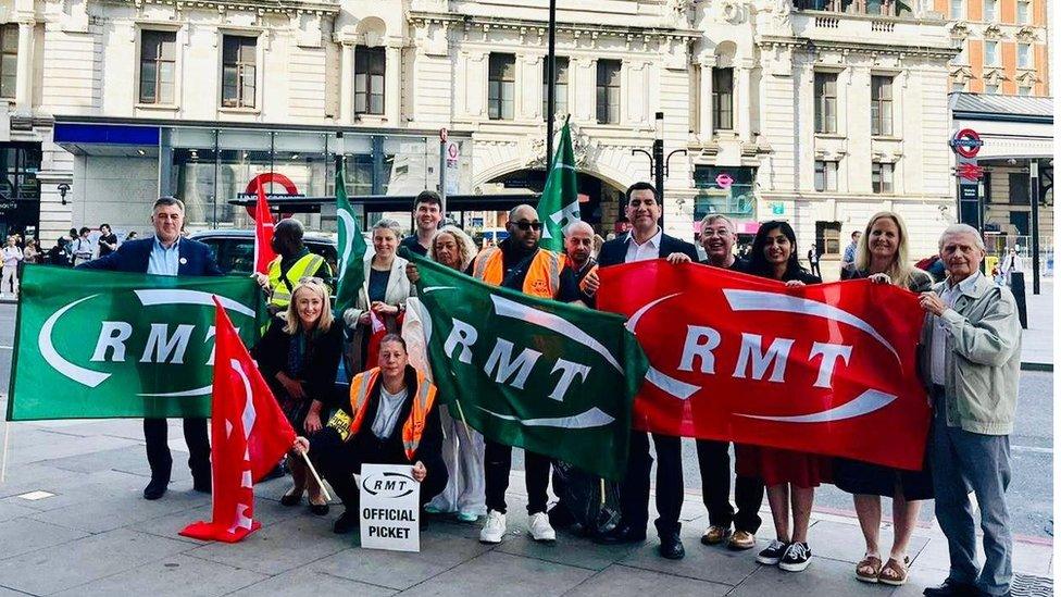 Labour MPs appear on picket line outside Victoria Station in central London