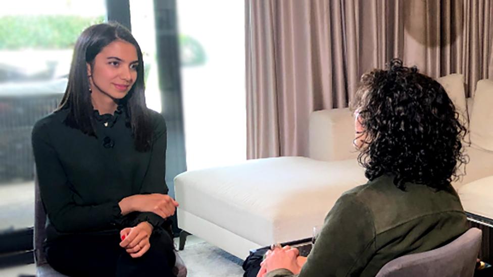 Sara Khadem being interviewed by Razia Iqbal, BBC