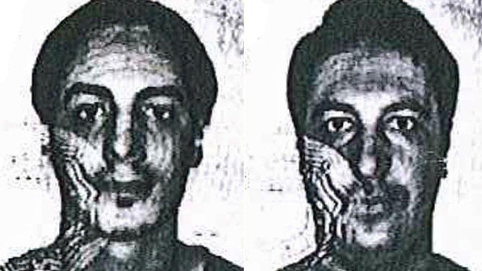 Photos of two men suspected of assisting one of the Paris attackers