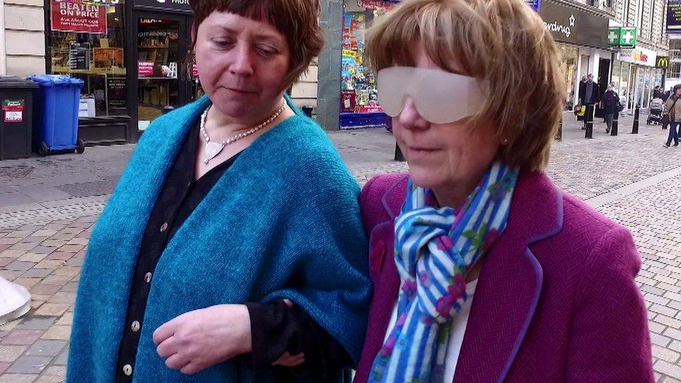 Highland councillor taking part in Inverness city centre sight challenge