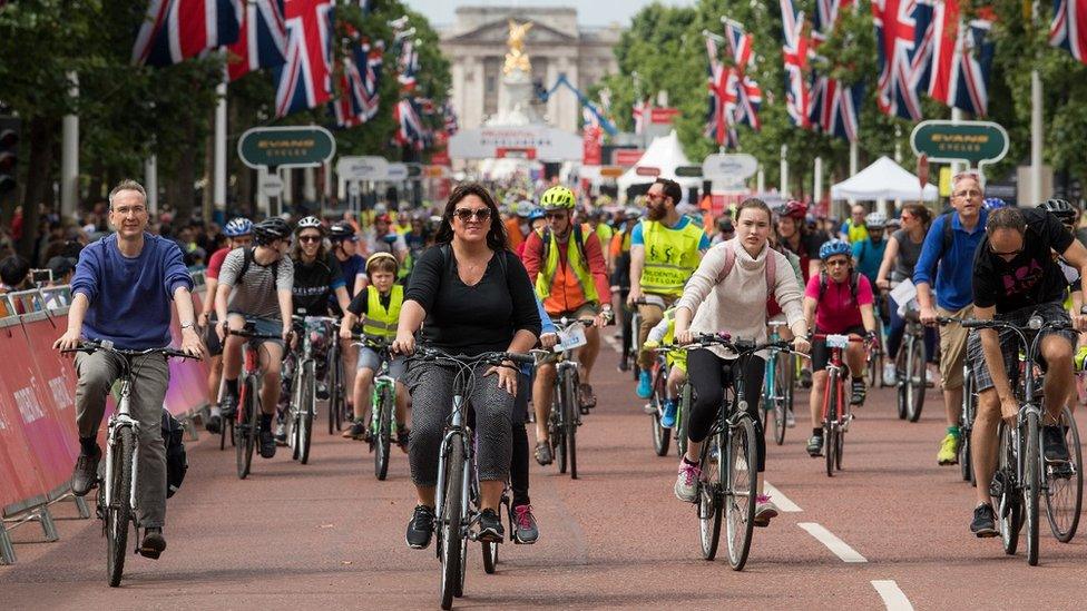 Cyclists during RideLondon