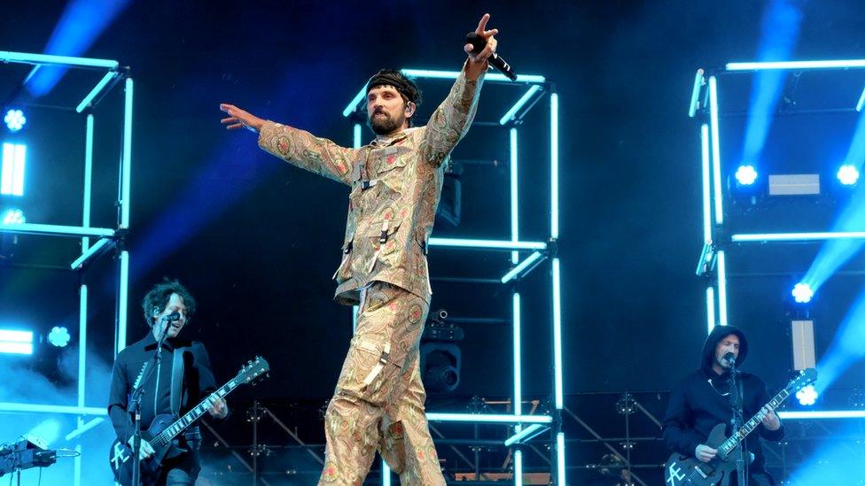 Kasabian on stage at the 2022 Isle of Wight Festival