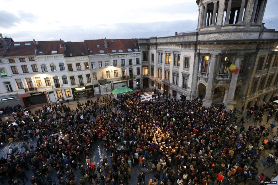 Memorial rally in Molenbeek, Belgium, 18 November