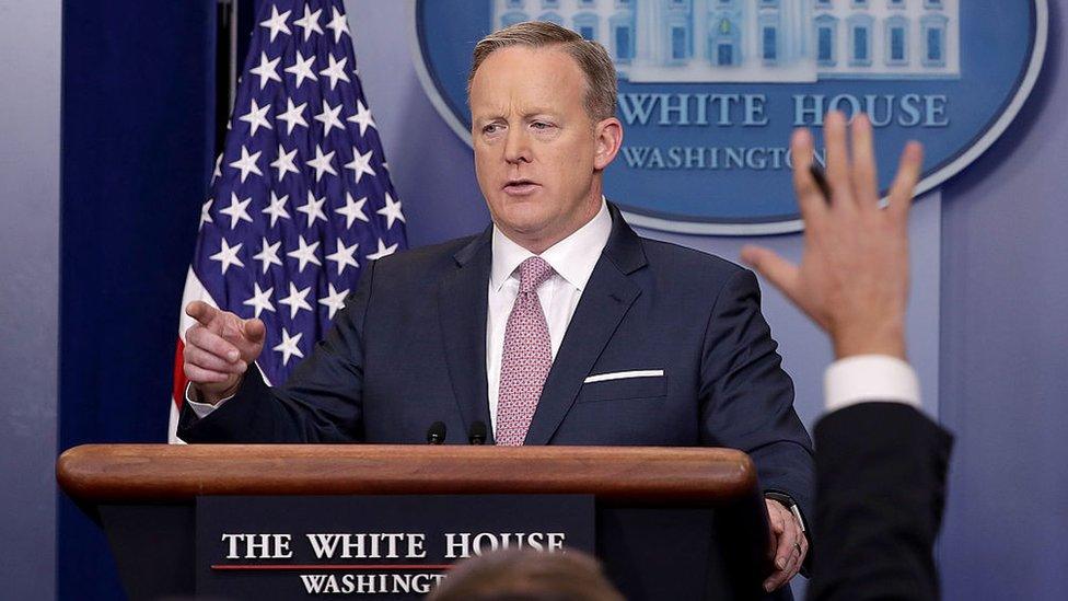 White House Press Secretary Sean Spicer holds the daily press briefing in the James Brady Press Briefing Room at the White House