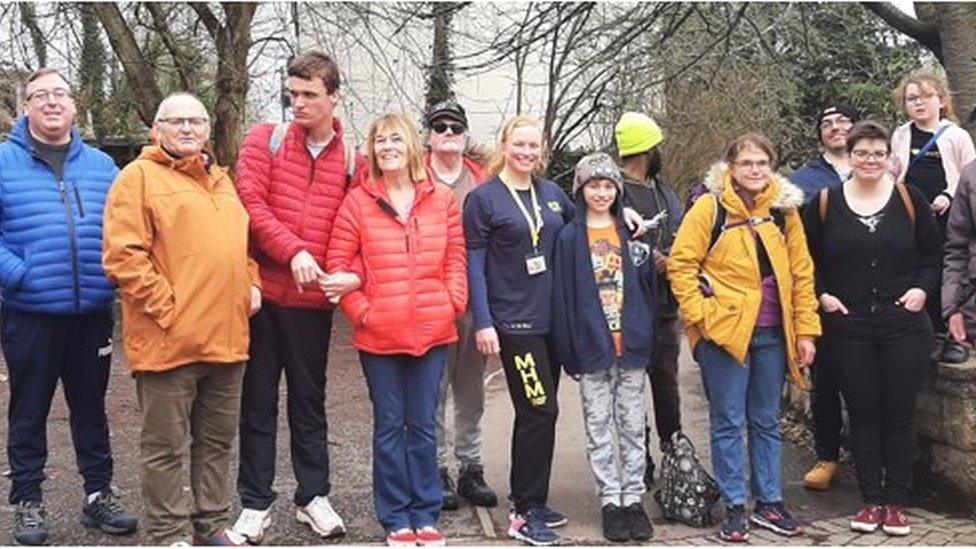 The walking group ready to set off