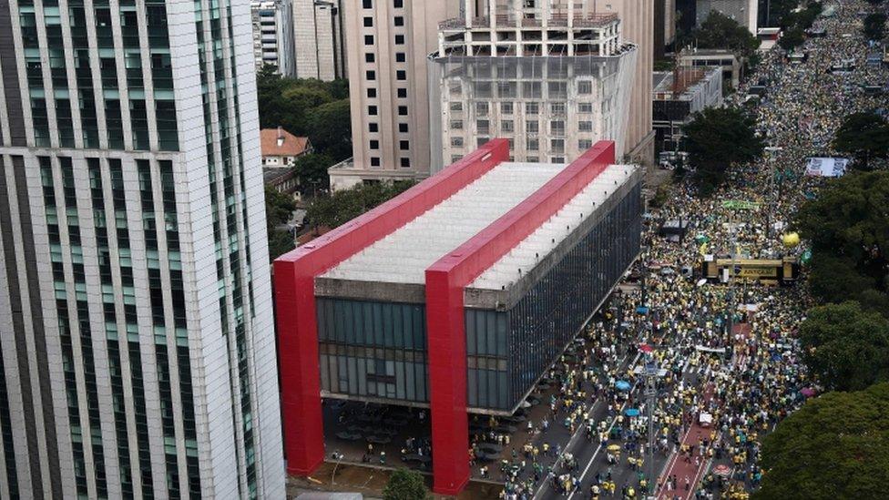 Anti-corruption demonstrators in Sao Paulo