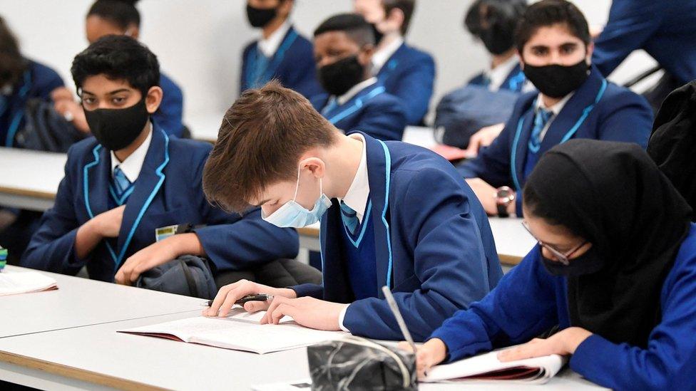 pupils wearing masks