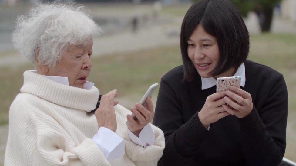 Setsuko Takamizawa is learning English through her mobile phone