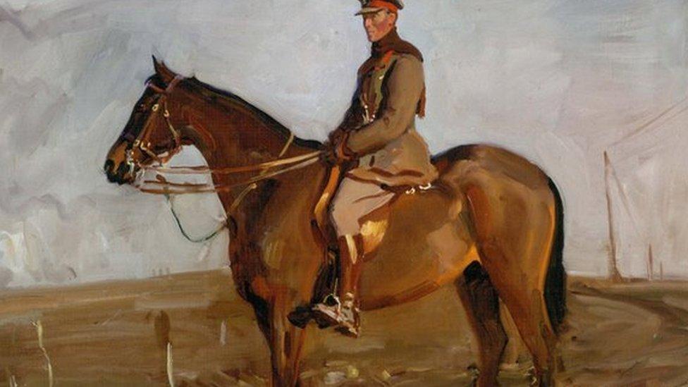 Painting of Warrior and Gen Jack Seeley by Sir Alfred Munnings