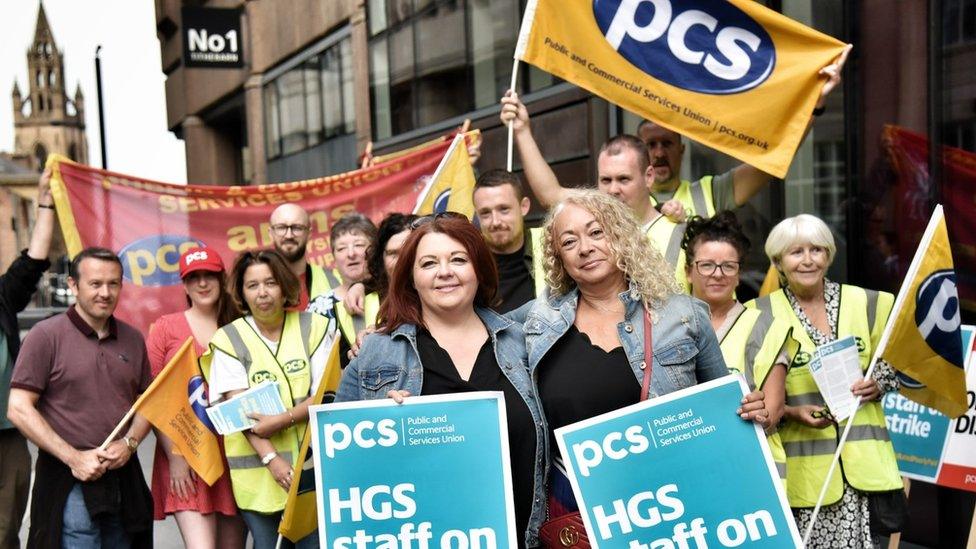 MPs Paula Barker and Kim Johnson on the PCS picket line