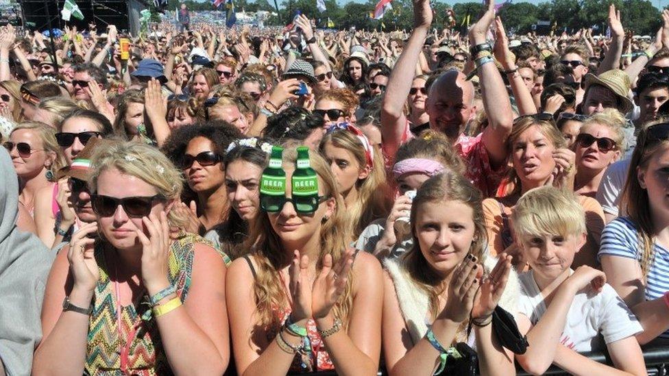 Revellers at the Glastonbury Festival