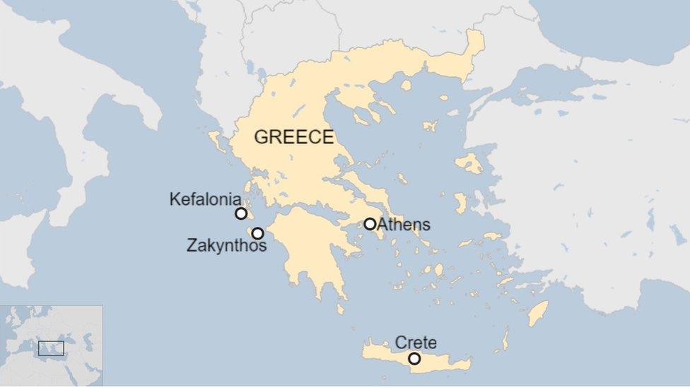 Greece map with islands labelled