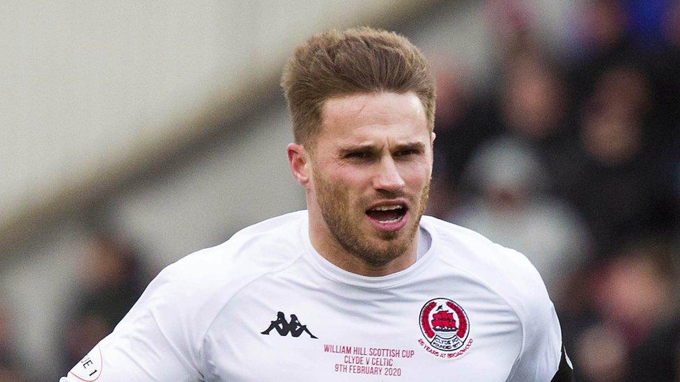 Clyde's David Goodwillie during the William Hill Scottish Cup fifth round match at Broadwood Stadium, Glasgow.