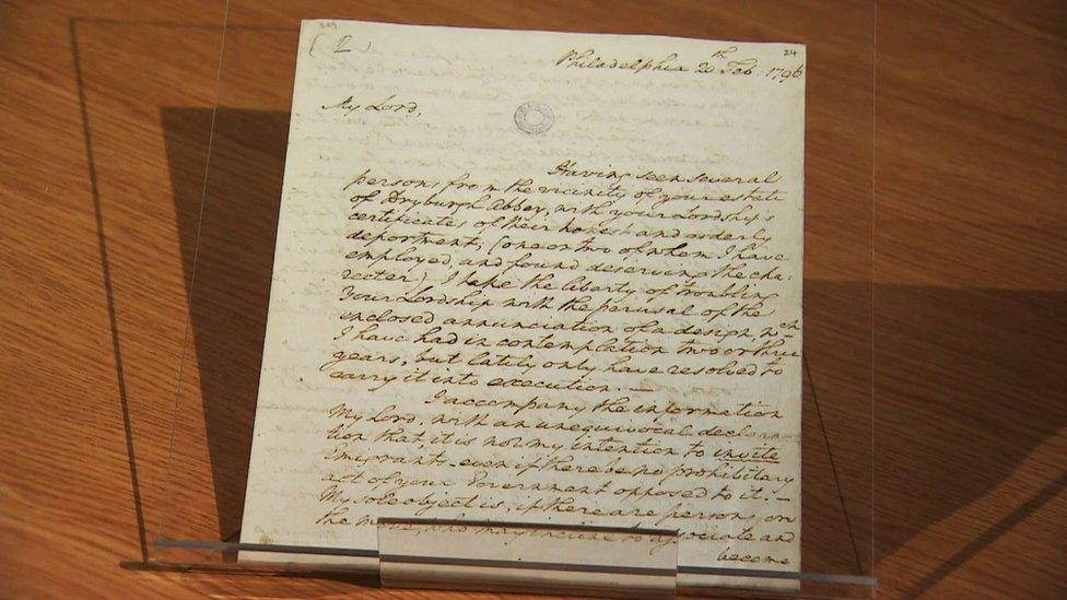 The letter was written while Washington was still president in 1796