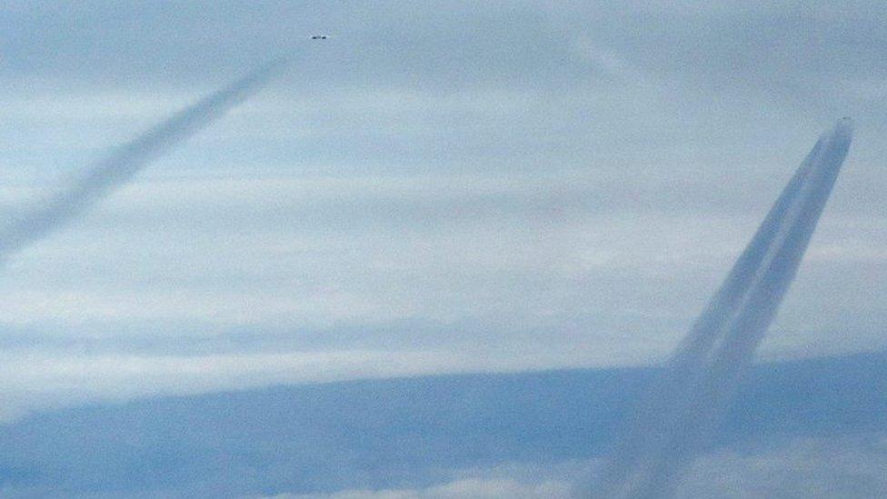 Vapour trails from Russian jets