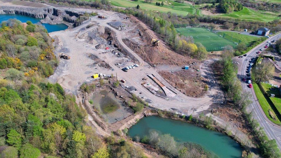 Aerial view of Croy Quarry