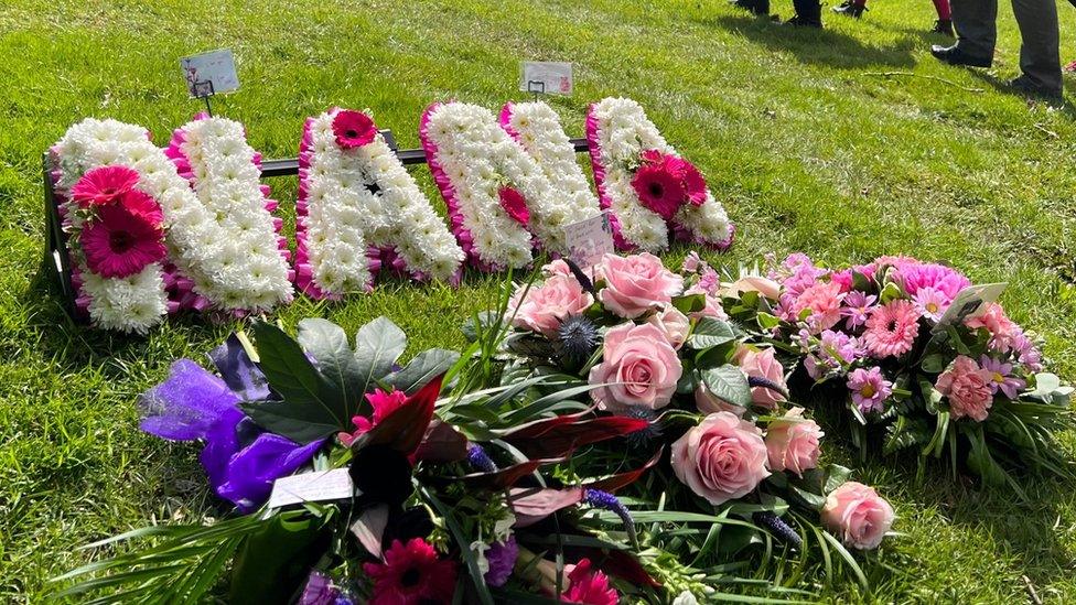 Flowers in memory of Sylvia Lancaster