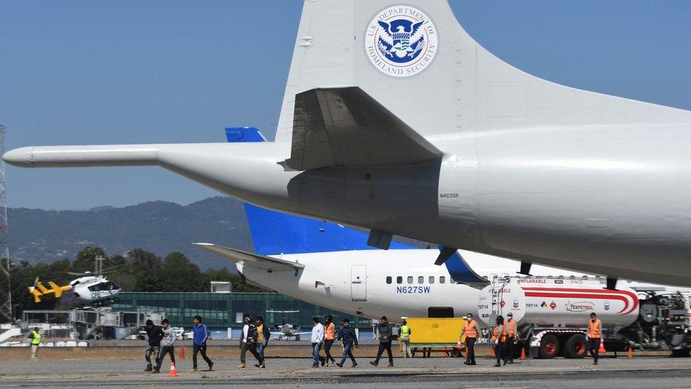 Guatemalan migrants deported from the United States arrive in Guatemala City