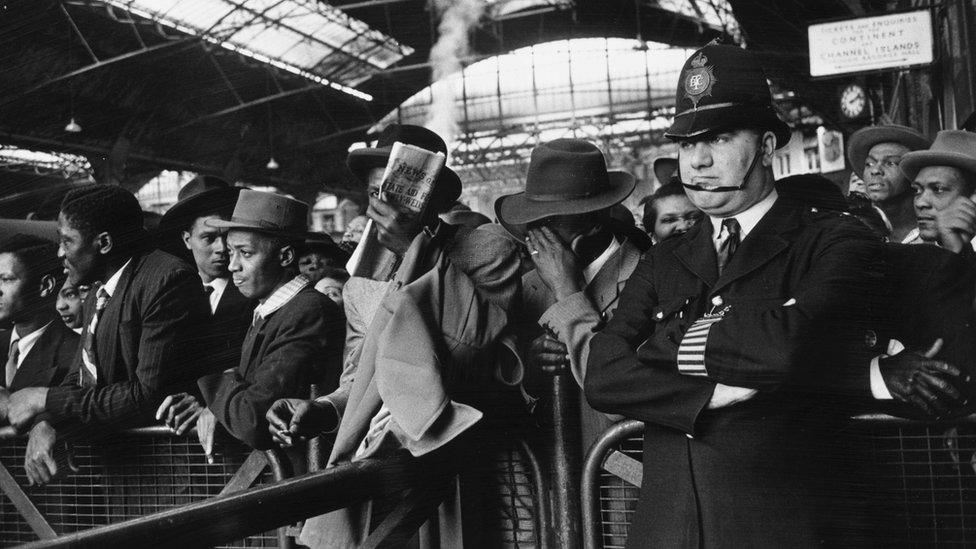 People arriving to Britain from the West Indies in 1956.