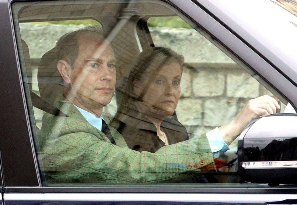 The Earl and Countess of Wessex arrive at Windsor Castle, Berkshire, following the announcement on Friday April 9, of the death of the Duke of Edinburgh at the age of 99.