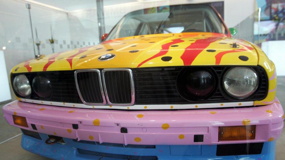 The side of a BMW art car painted by Ken Done at the BMW Car Exhibition in Singapore 24 January 2007